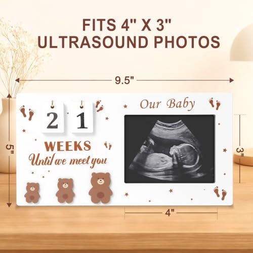 Baby Sonogram Picture Frame with Weeks Countdown & Inkless Handprint Kit