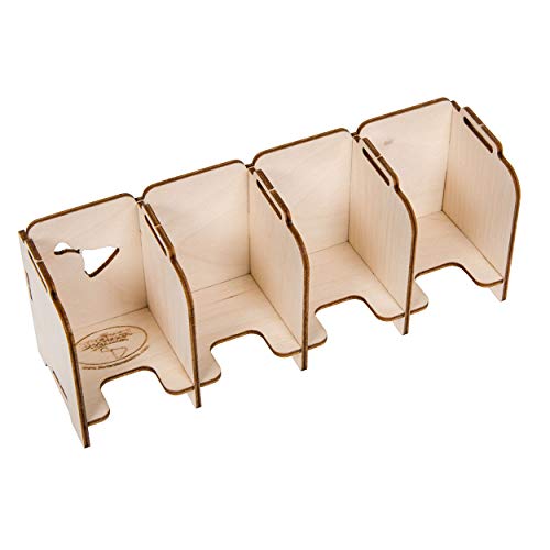 Mini Card Holder with 4 Stackable Trays for Mini-Sized Game Cards - Wooden Organizer