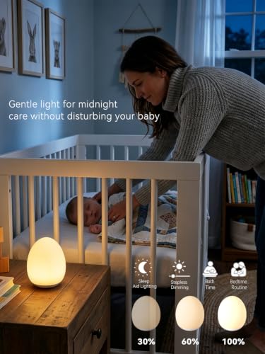 Egg Baby Night Light - Rechargeable Soft Silicone Nursery Lamp with Timer