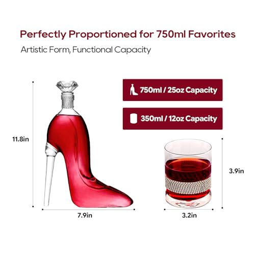 High Heel Whiskey Decanter Set 750ml with 2x350ml Glasses – Glass Shoe Gift