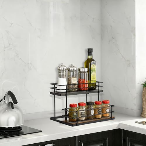 2-Tier Coffee Syrup Organizer Rack - 6 Bottle Countertop Storage Stand