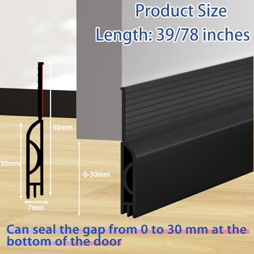 Self-Adhesive Silicone Under Door Draft Stopper - 39 Inch Door Sweep Strip