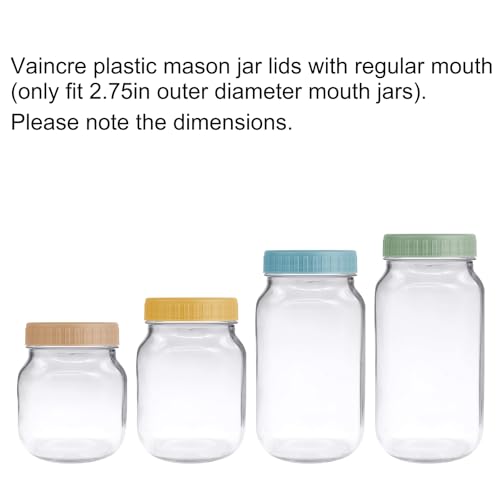 8-Pack Regular Mouth Plastic Mason Jar Lids with Silicone Rings - 70mm