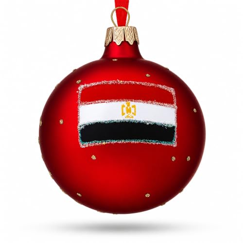 Egyptian Pyramids Glass Ball Ornament, 4 Inch Hand-Painted Christmas Decoration