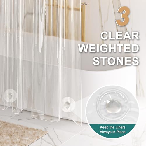 Heavy Duty Clear Shower Curtain Liner, 72 x 72 Inch Weighted Plastic Liner