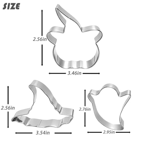 Halloween Cookie Cutter Set 6pcs – Hat, Ghost, Bat, Pumpkin, Cat, Wizard (Grevmeshvo Halloween Set)