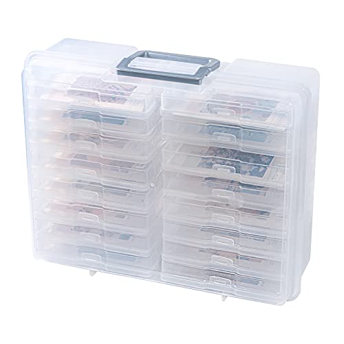 Clear Photo Storage Box with 16 Inner 4x6 Containers - Large Capacity Organizer