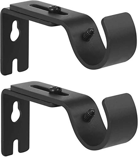 Heavy Duty Adjustable Curtain Rod Brackets - Fits 1 1/8 to 1 1/4 Inch Rods