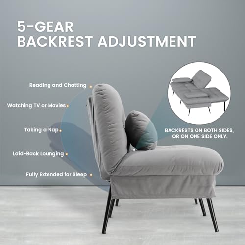 72-Inch Convertible Futon Sofa Bed, Adjustable Reclining Sleeper Loveseat