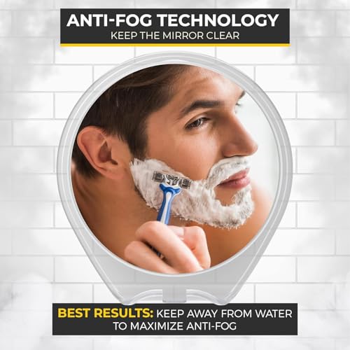 HONEYBULL Fogless Shower Mirror for Shaving with Suction Mount, White
