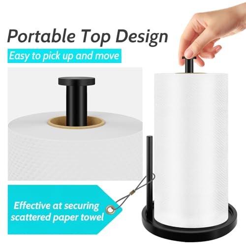 Black Stainless Steel Countertop Paper Towel Holder with Weighted Base