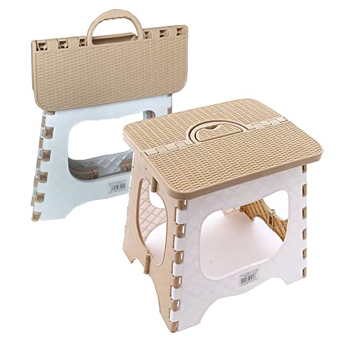 12-Inch Folding Step Stool, Anti-Slip Compact Plastic Stool, 300 lb Capacity