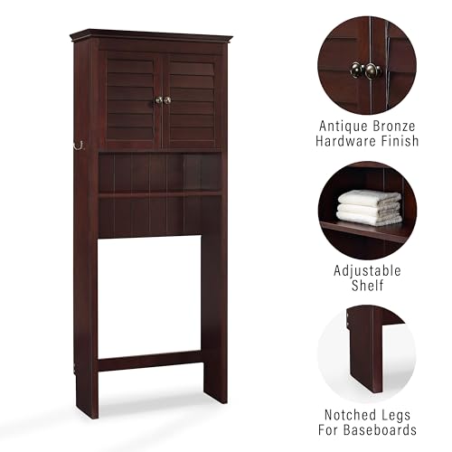 Crosley Lydia Over-the-Toilet Bathroom Cabinet - Large Espresso Coastal Style