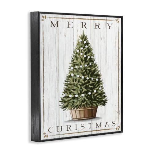 Merry Christmas Country Tree Framed Giclee Art - Black Box Frame 30"L x 24"W V3