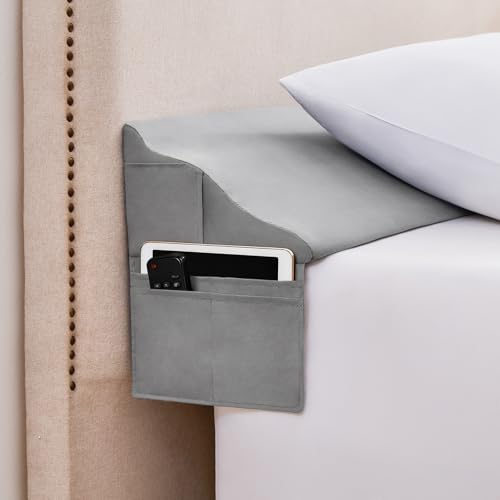 King Size Bed Wedge Pillow for Headboard Gap Filler, Grey