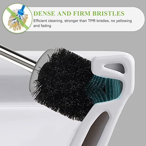 Compact Toilet Brush and Holder Set - Stainless Steel Handle, Space Saving