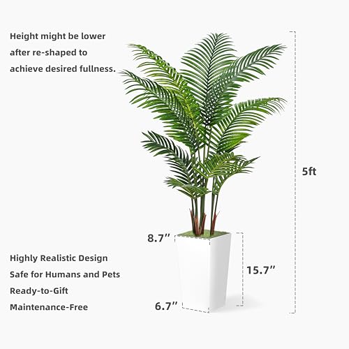 5FT Artificial Palm Tree with Planter - Faux Areca Floor Plant