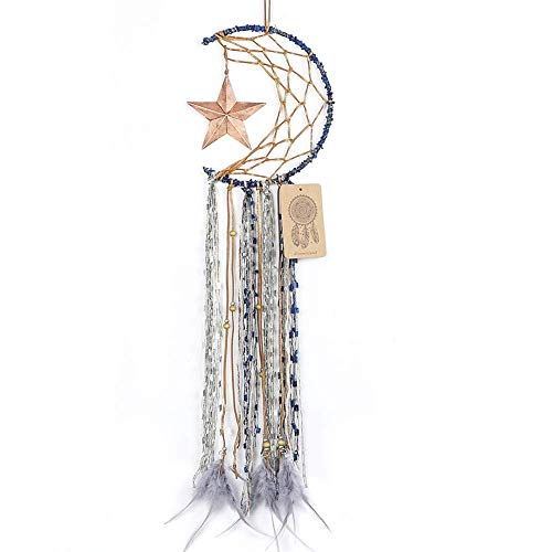 Half Moon Dream Catcher Wall Hanging with Star and Feathers 8-inch
