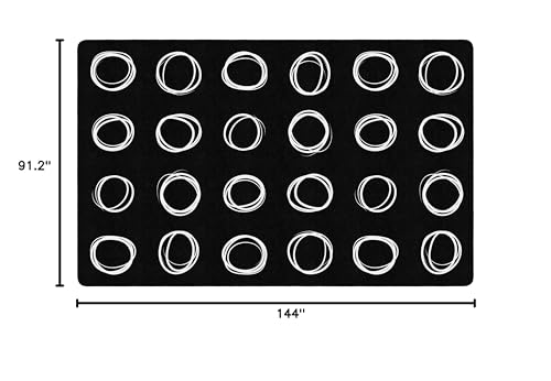 Educational Circle Sampler Classroom Area Rug, 7'6" x 12', Black