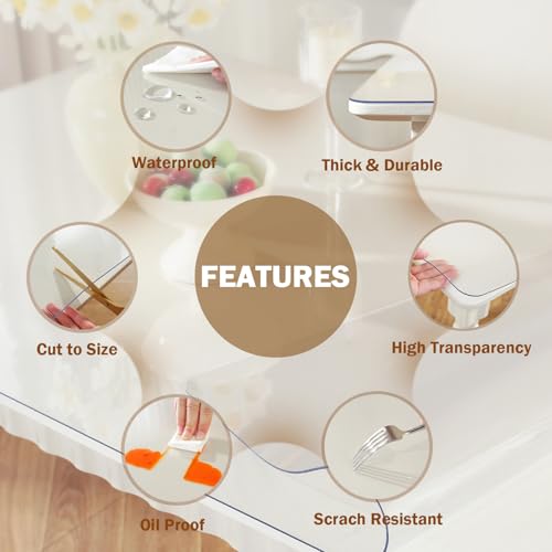 1.5mm Clear Table Protector 36 x 60 Inch, Heavy Duty Waterproof PVC Desk Mat