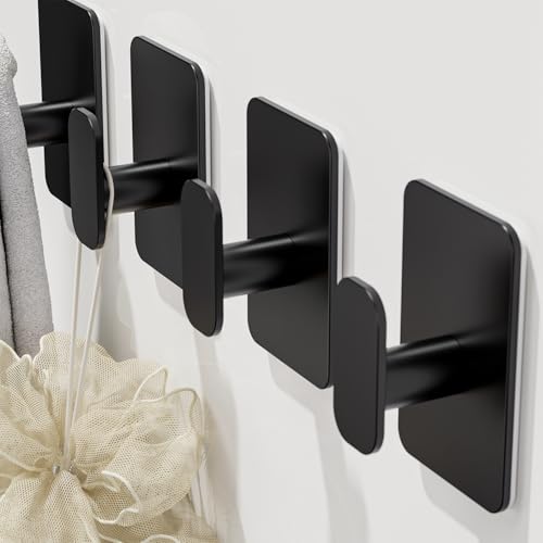 Heavy Duty Adhesive Wall Hooks - Stainless Steel Towel & Coat Hooks, 4 Pack