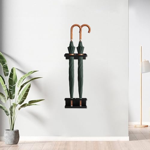 Wall-Mounted Umbrella Stand with Drip Tray, Adjustable Metal Rack