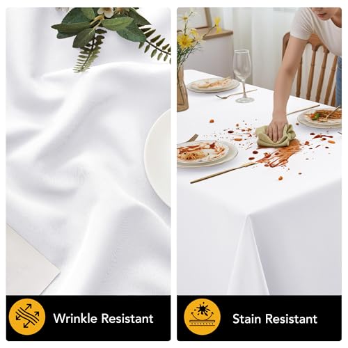10-Pack White Rectangle Tablecloths, 60 x 102 Inch Washable Polyester