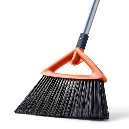Heavy Duty Outdoor Broom with Stiff Bristles and 48" Long Handle