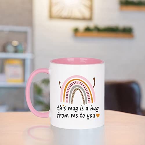 WENSSY Friendship Hug Mug 11oz Pink & White for Best Friends & Gifts