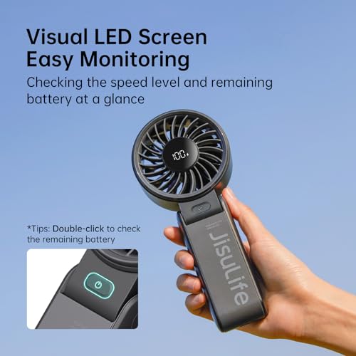 JISULIFE Life7 Portable Handheld Fan 3-in-1 Desk Neck Fan Black