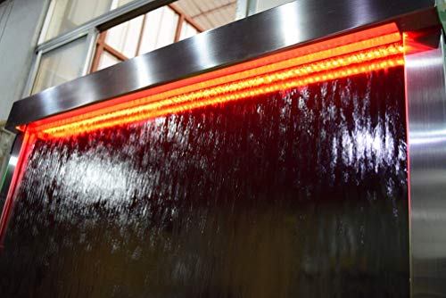 XXL 50" x 35" Stainless Steel Wall Fountain with Color-Changing Lights