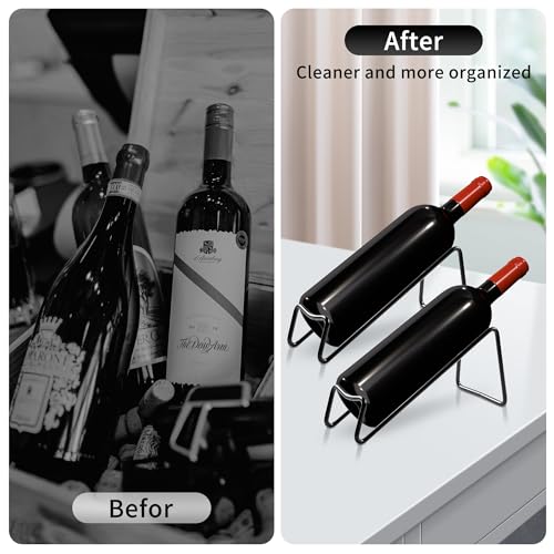 Metal Countertop Wine Rack, Small Tabletop Bottle Holder Stand, 2-Piece Set