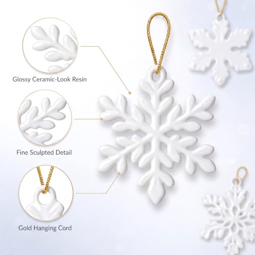 12 Pcs Christmas Resin Snowflake Ornaments for Tree & Holiday Decor