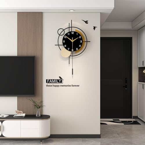 Modern Pendulum Wall Clock - 21-Inch Silent Quartz Decorative Clock