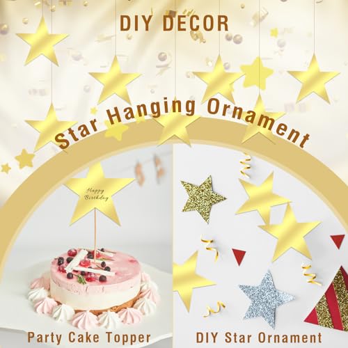 100 Pcs 6-Inch Gold Star Cutouts - Double-Sided Glitter Paper Stars