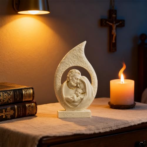 Holy Family Statue - 5-Inch Mary Joseph & Baby Jesus Resin Figurine