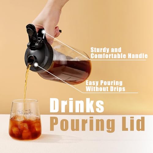 Wide Mouth Mason Jar Pour Spout Lid with Handle & Airtight Flip Cap - 2 Pack