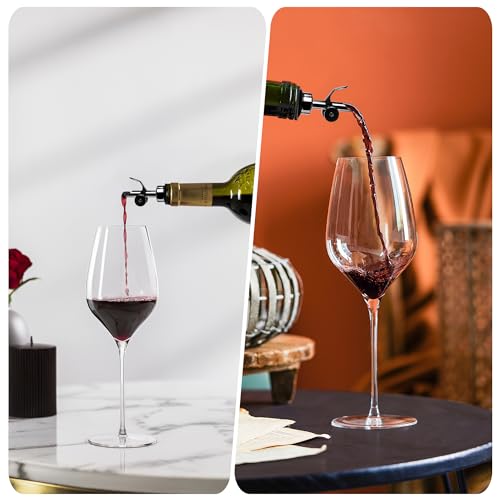 USEAMIE 2-Pack Liquor & Oil Pour Spouts with Adapters - Auto-Open/Close, Hygienic & Fast Pouring