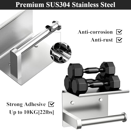 Wall Mounted Toilet Paper Holder with Phone Shelf, Brushed Nickel