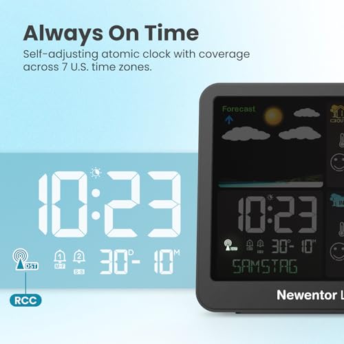 Projection Alarm Clock with Weather Station and Indoor Outdoor Temperature