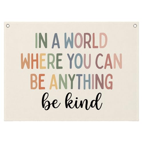 Be Kind Boho Canvas Wall Banner, 20x30 Inch Motivational Hanging Flag Decor