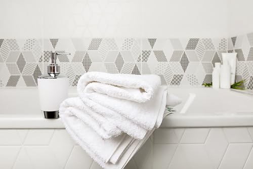 White Bath Towels 20 x 40 Inches, 12-Pack 100% Cotton Bulk Set