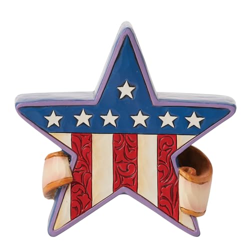 Enesco Jim Shore Heartwood Creek Patriotic Star America Miniature Figurine - Stone Resin Hand Painted Crafted Collectible Decorative USA Mini Figurines Home Decor Statue, 3.6 Inch