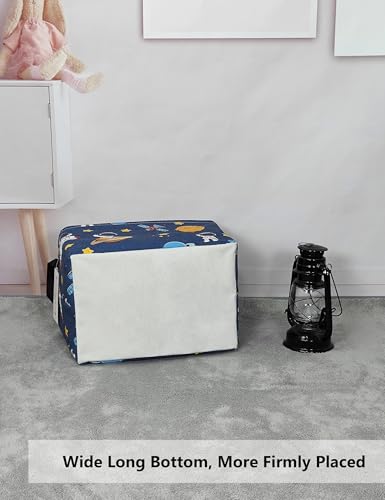 Collapsible Rectangular Laundry Basket with Handles, Astronaut Print