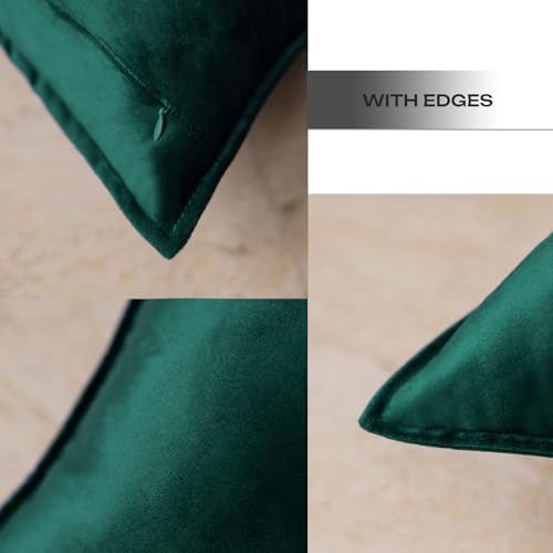 JIAHANNHA Velvet Green Throw Pillow Covers 18x18in (Pack of 2) – Soft Decorative Cushion Covers