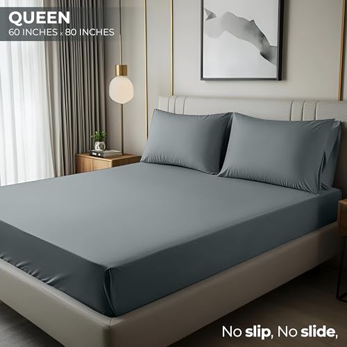 Utopia Bedding Queen Fitted Sheet, Ultra Soft 15 Inch Deep Pocket Grey