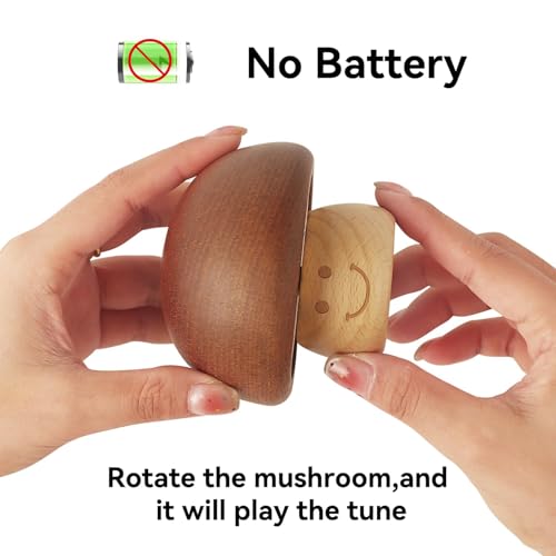 Vintage Wooden Mushroom Music Box - Edelweiss Wind-Up Musical Gift