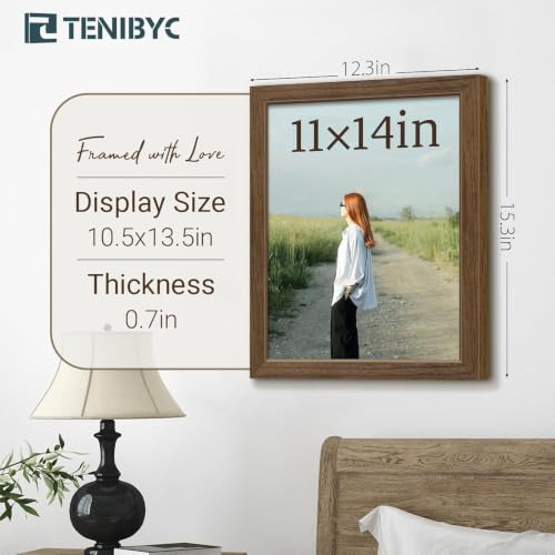 Brown 11x14 Picture Frame Set - 3 Pack, Real Glass, Wall & Table Display