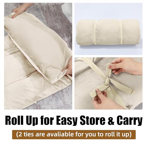 Foldable Tufted Floor Lounger Pillow, 74-inch Long Cushion for Meditation