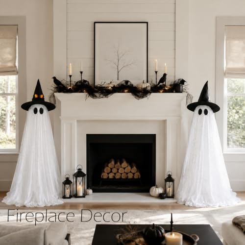 Lighted Halloween Ghost Outdoor Yard Decorations with Remote - 2 Pack